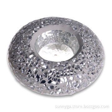 Round Glass Mosaic Candle Holder with 105mm Top Diameter and 105mm Bottom Diameter